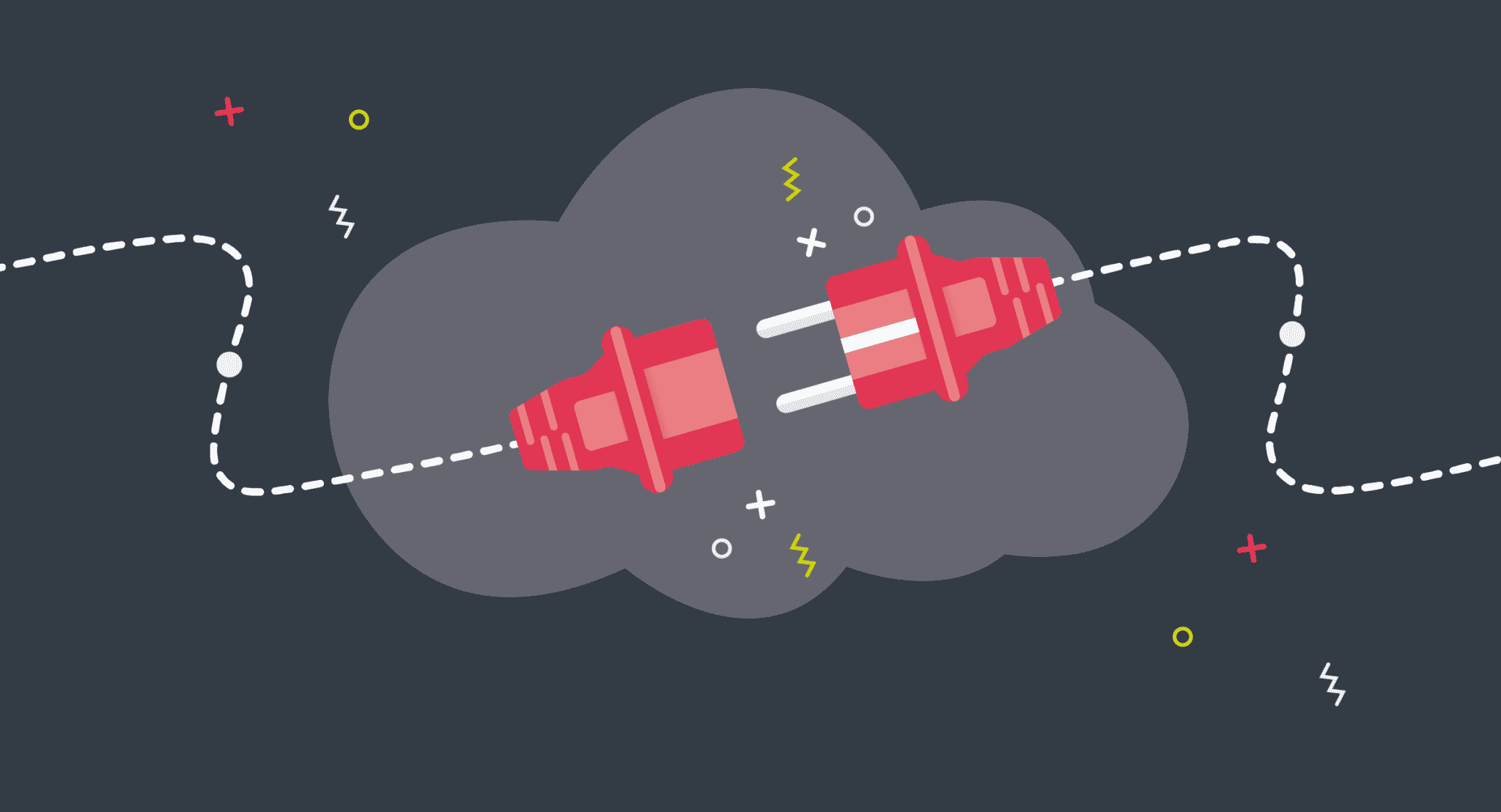 Illustration of two plugs infont of a cloud